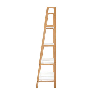 Scaffale per bagno a scala in legno bamboo bianco 4 ripiani Tahiti