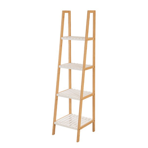 Scaffale per bagno a scala in legno bamboo bianco 4 ripiani Tahiti