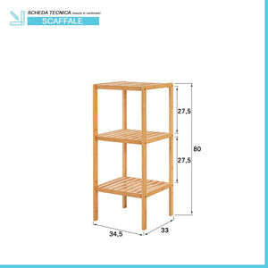 Scaffale per bagno in legno bamboo 3 ripiani Tahiti