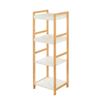 Scaffale per bagno in legno bamboo bianco 4 mensole Tahiti