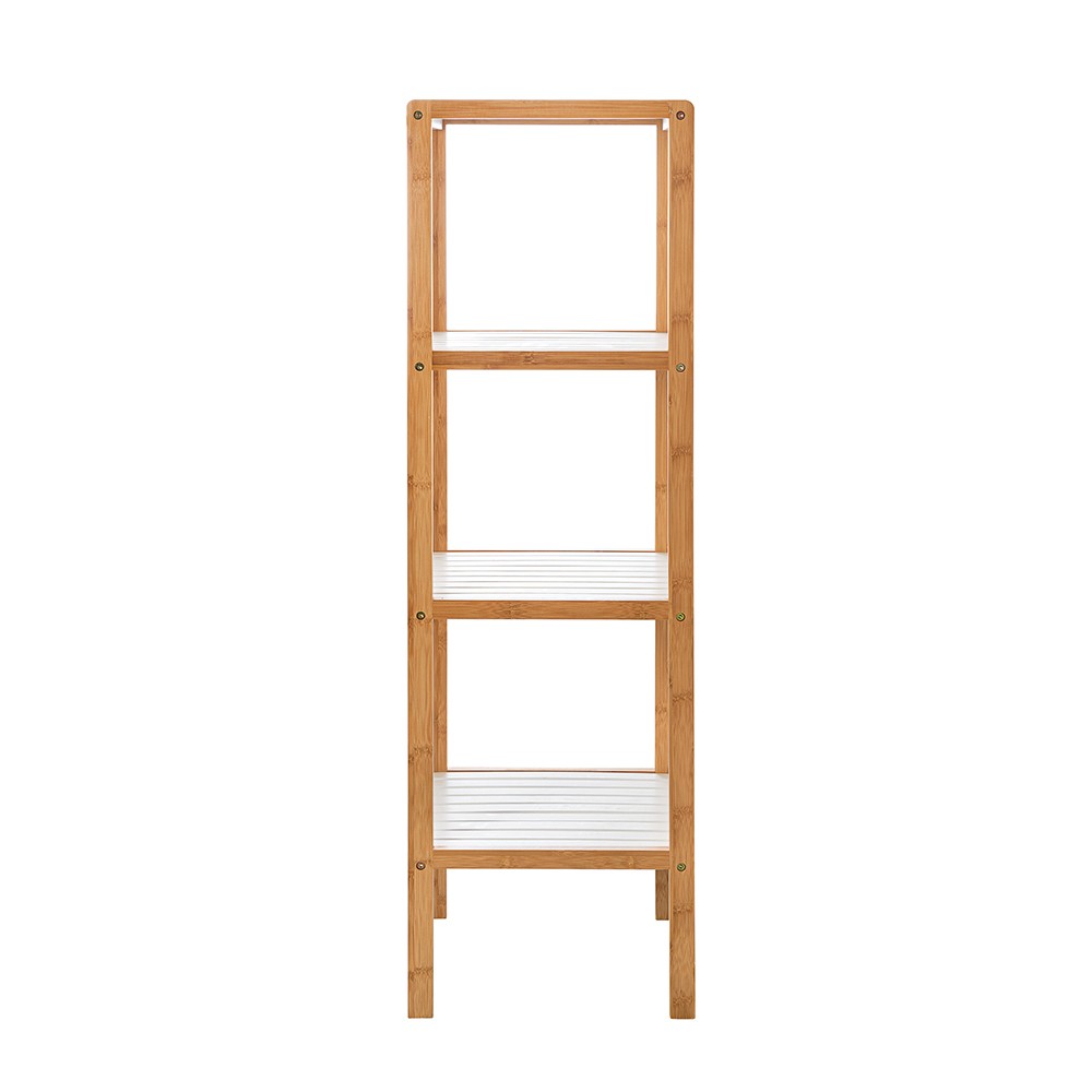 Scaffale per bagno in legno bamboo bianco 4 ripiani Tahiti