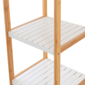 Scaffale per bagno in legno bamboo bianco 4 ripiani Tahiti