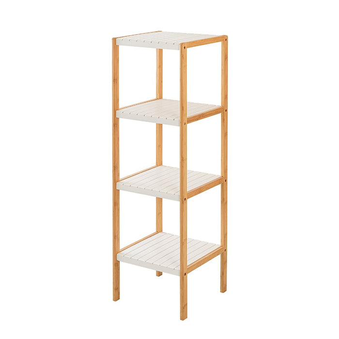 Scaffale per bagno in legno bamboo bianco 4 ripiani Tahiti