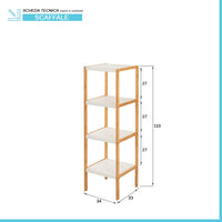 Scaffale per bagno in legno bamboo bianco 4 ripiani Tahiti