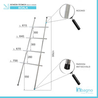 Scala Portasciugamani in Acciaio Cromo h. 170 cm Moderna