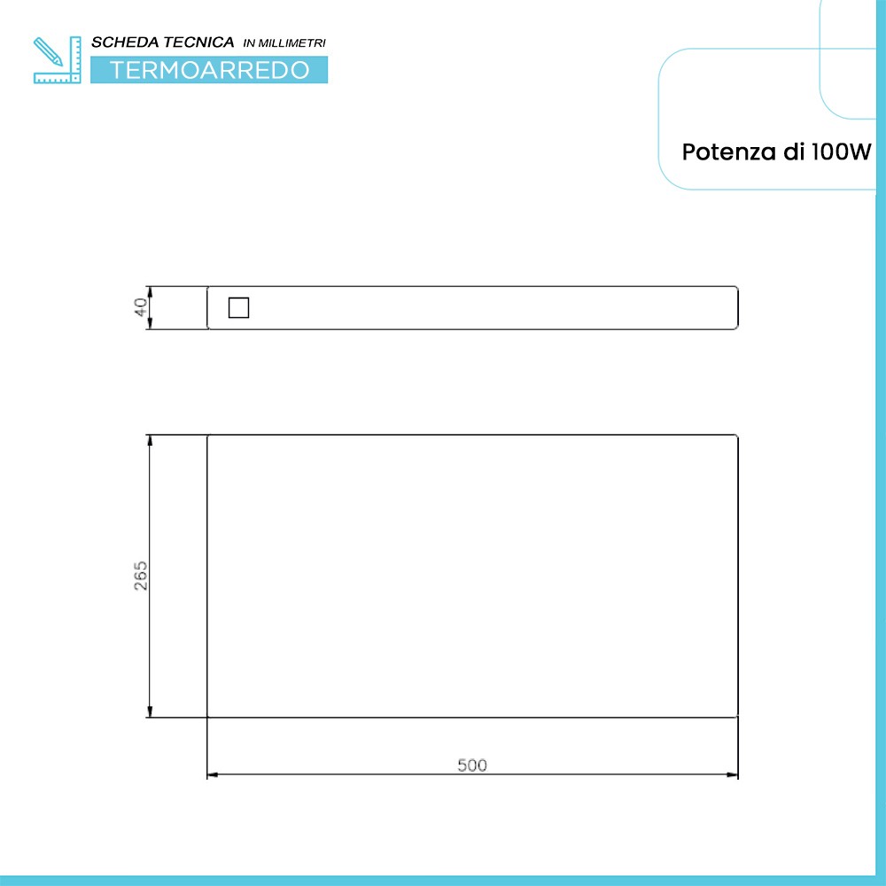 Scaldasalviette elettrico H-Pad 50 cm asfalto lucido 100W in ceramica 