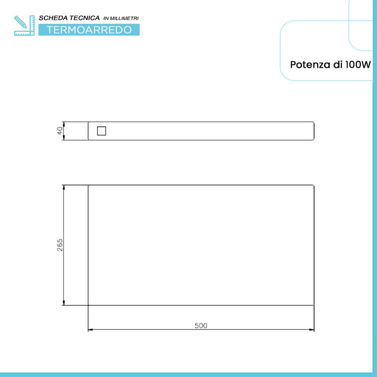 Scaldasalviette elettrico H-Pad 50 cm asfalto lucido 100W in ceramica 