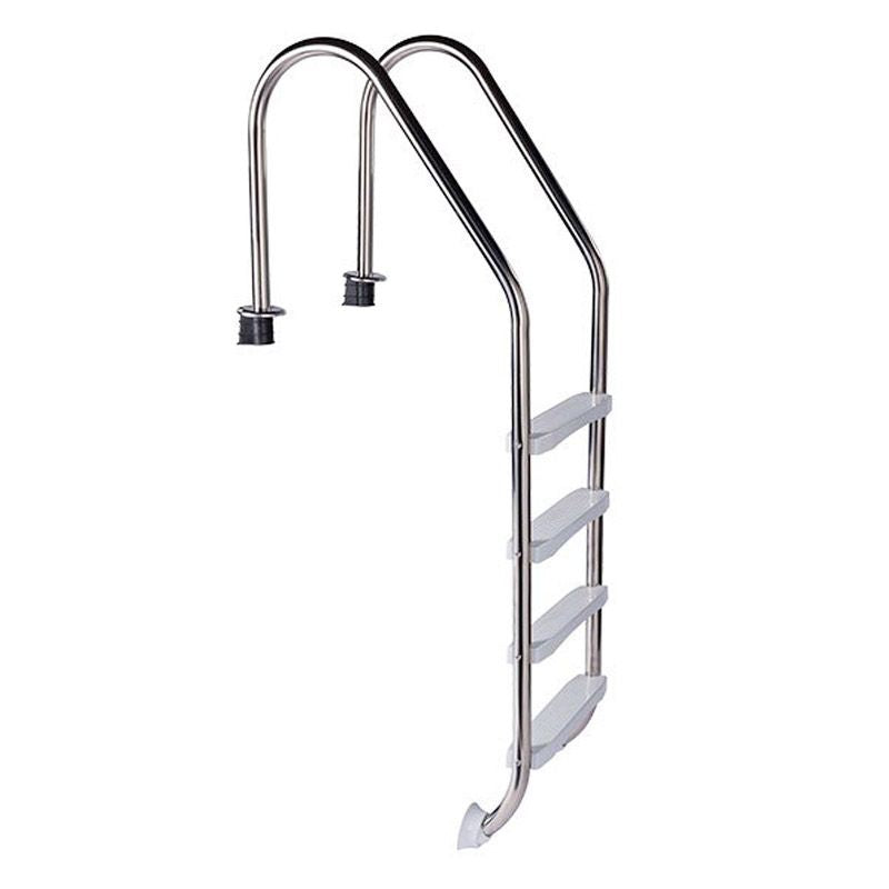 Scaletta Standard In Acciaio Inox 304 E Gradini In Pvc - 4 Gradini, Per Piscine Con Altezza Minima 1,30 M