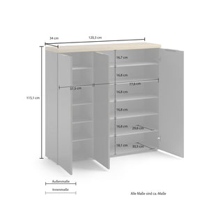 Scarpiera 3 ante IDEA antracite-rovere