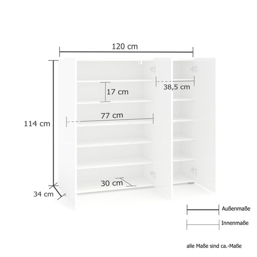 Scarpiera a 3 ante con 5+5 ripiani MISTER made in Italy - Antracite