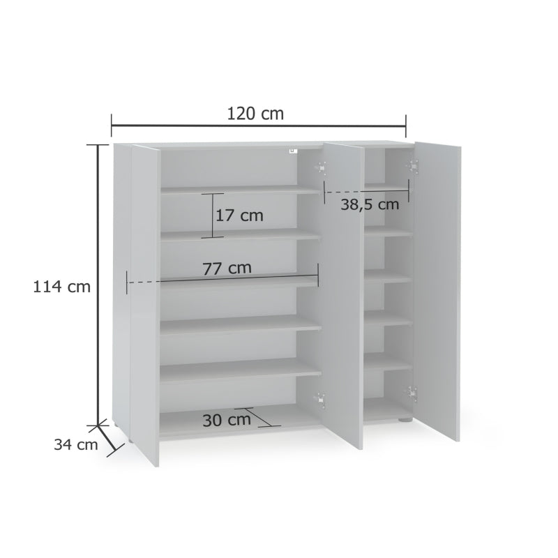 Scarpiera a 3 ante con 5+5 ripiani MISTER made in Italy - Grigio 