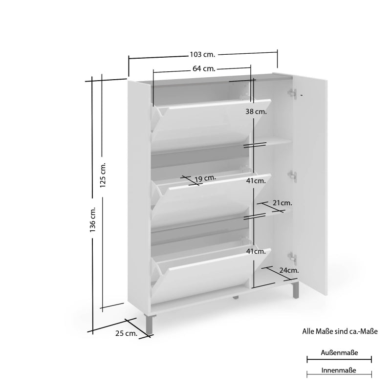 Scarpiera a 3 ribalte e 1 anta EASY made in Italy