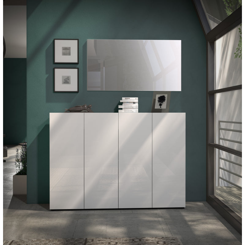 Scarpiera a 4 ante con 5+5 ripiani MISTER made in Italy - Bianco