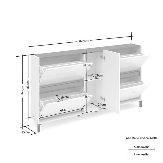 Scarpiera bassa con 4 ribalte e 1 anta EASY made in Italy