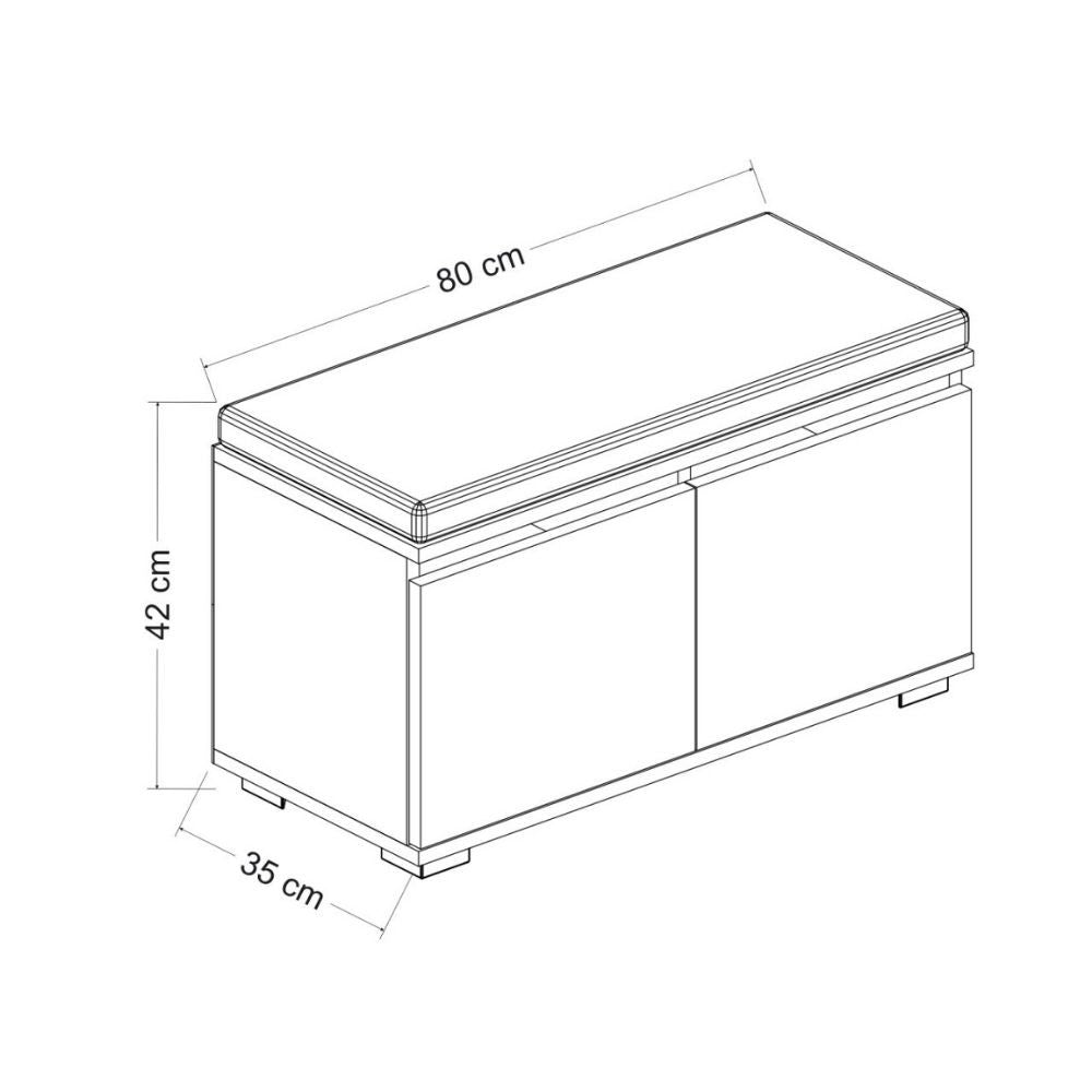 Scarpiera con pouff 80x35x42 cm Dragoshoe bianco nero