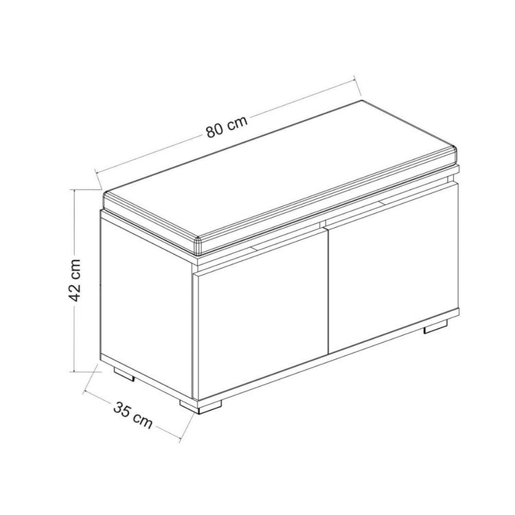 Scarpiera con pouff 80x35x42 cm Dragoshoe bianco nero