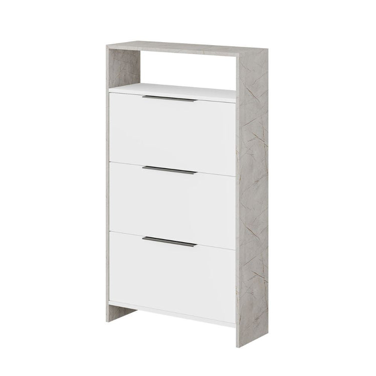 Scarpiera 3 Ante 78x28x139,2 cm in MDF Kaju Bianco e Grigio