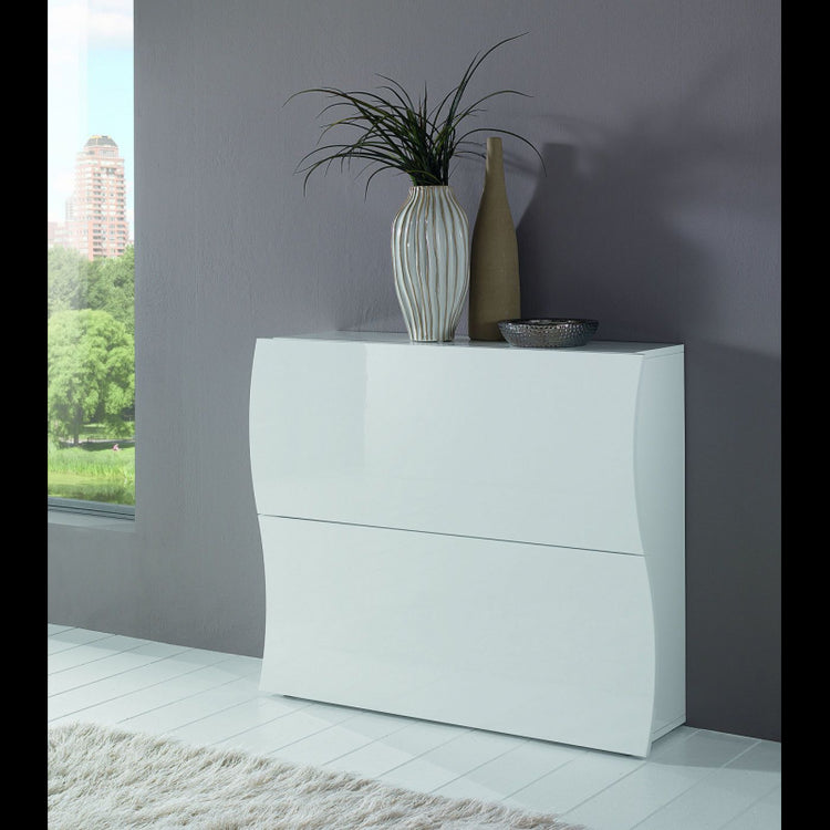 Scarpiera Onda 2 Ante A Ribalta 101X81,4X26,6 Cm Colore Bianco Lucido