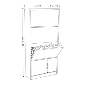 Scarpiera quattro ante a ribalta 73x26x154,5 cm rovere