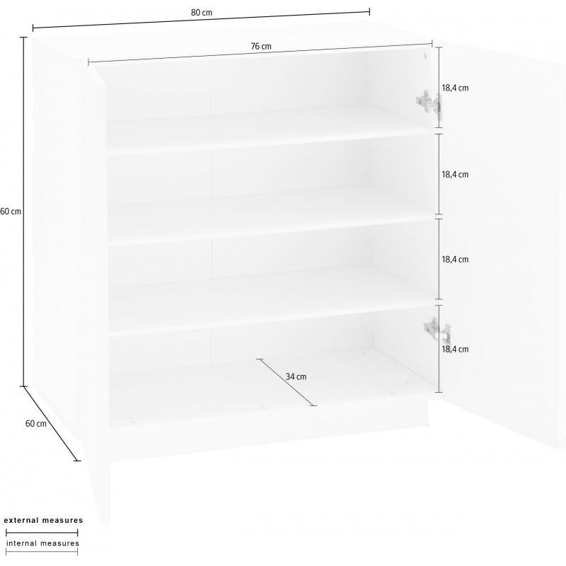 Scarpiera Vega – 2 Ante – 80x86x38 - Ardesia