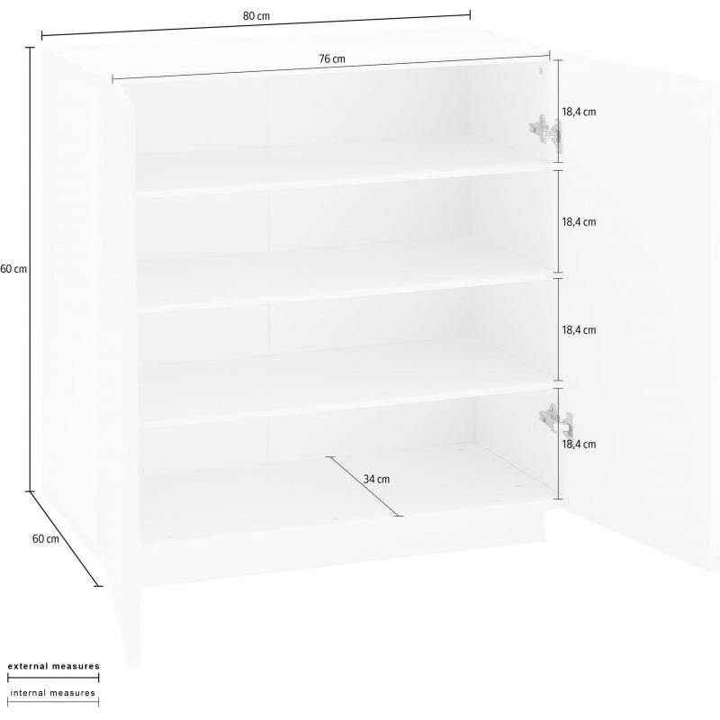 Scarpiera Vega 2 Ante 80X86X38 - Colore Bianco Lucido