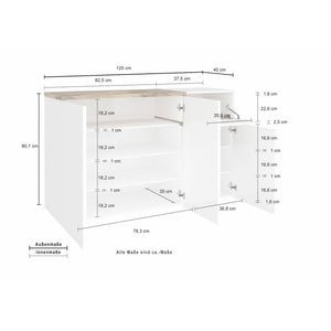 Scarpiera Zet 120 3 Ante + 1 Ribalta Colore Bianco Lucido/Acero Pereira