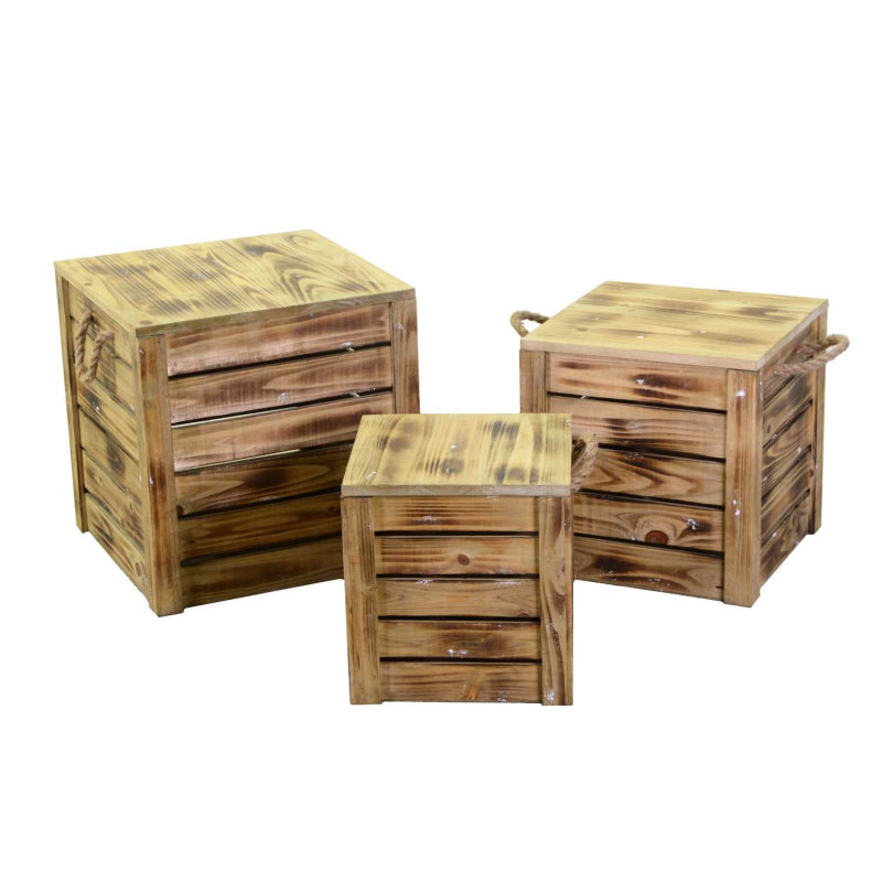 Scatola legno naturale 1-3 puff cm42x42h43,5