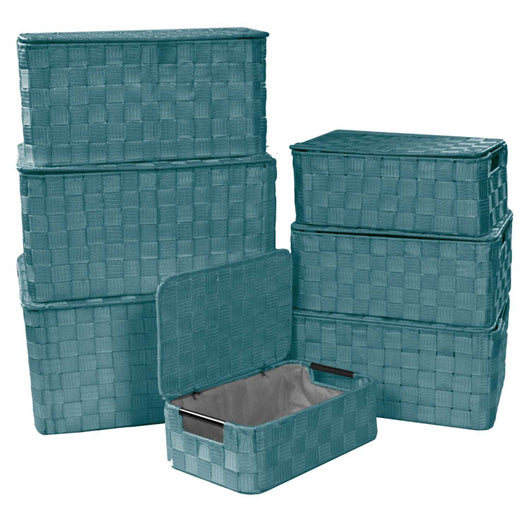 Scatola poliestere 1-7 verde acqua rettangolare cm40x30h21,5