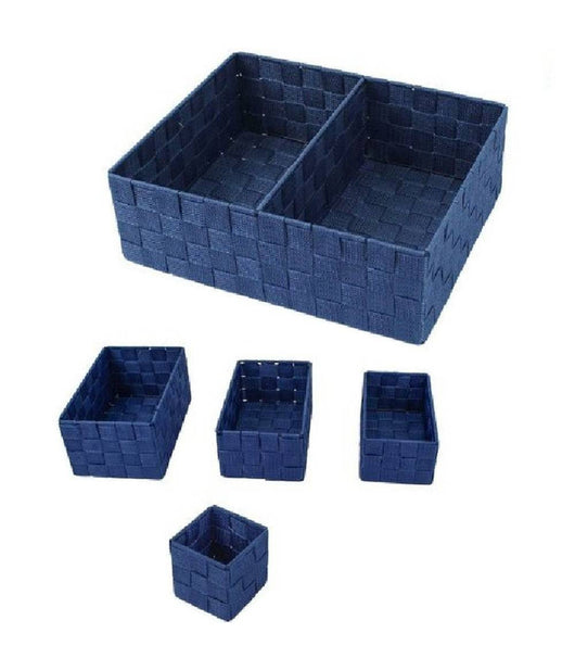 Scatole In Tessuto Componibili Organizer Bagno Armadi Cassetti Scaffali 79082blu         