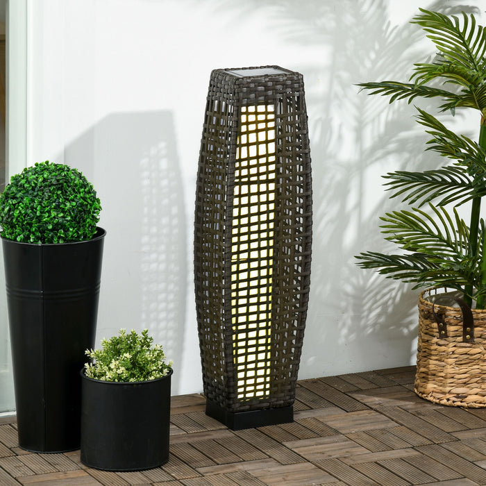 Lampada Solare da Giardino con Pannello di Ricarica 21x21x78 cm in Acciaio e Rattan Nero e Grigio