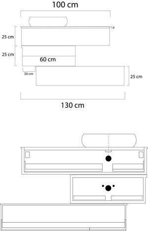 Mobile bagno moderno Fusion Edge - 90 cm