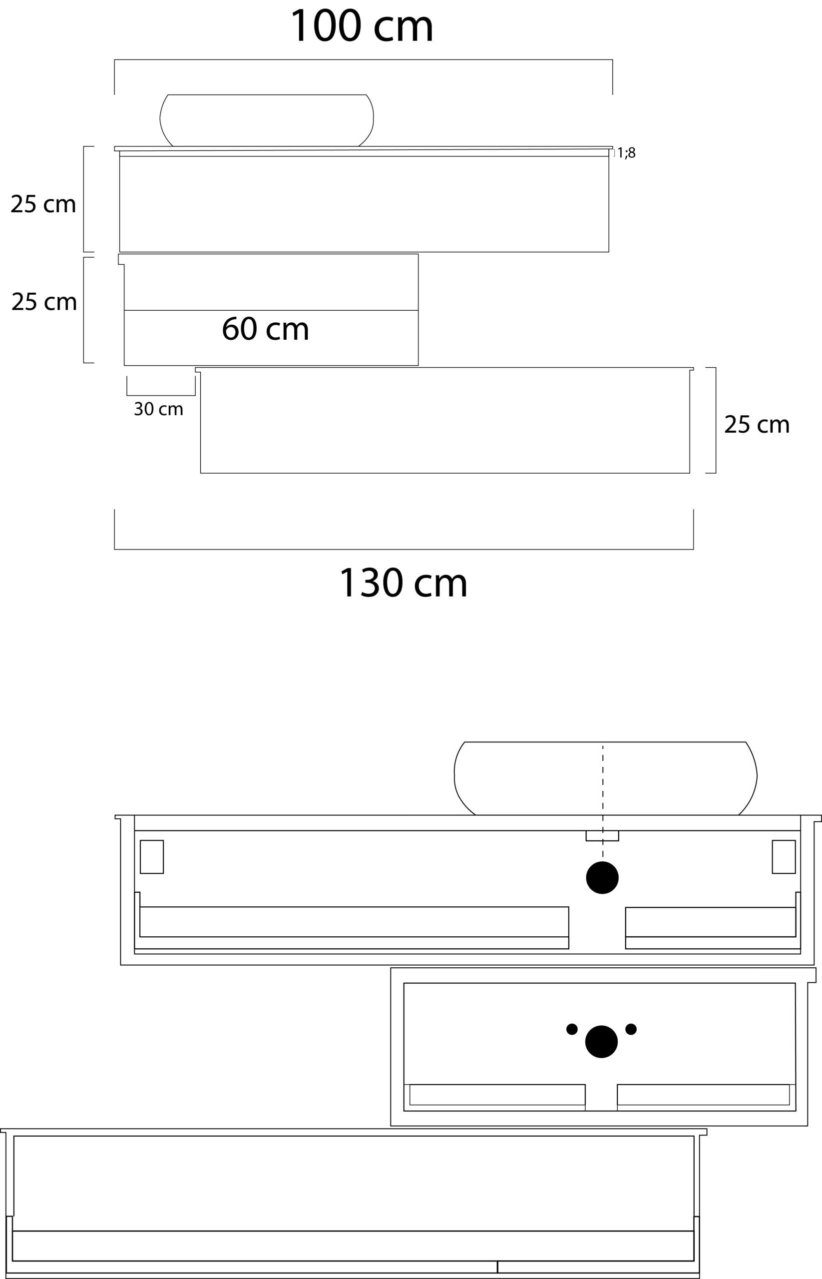 Mobile bagno moderno Fusion Edge - 100 cm