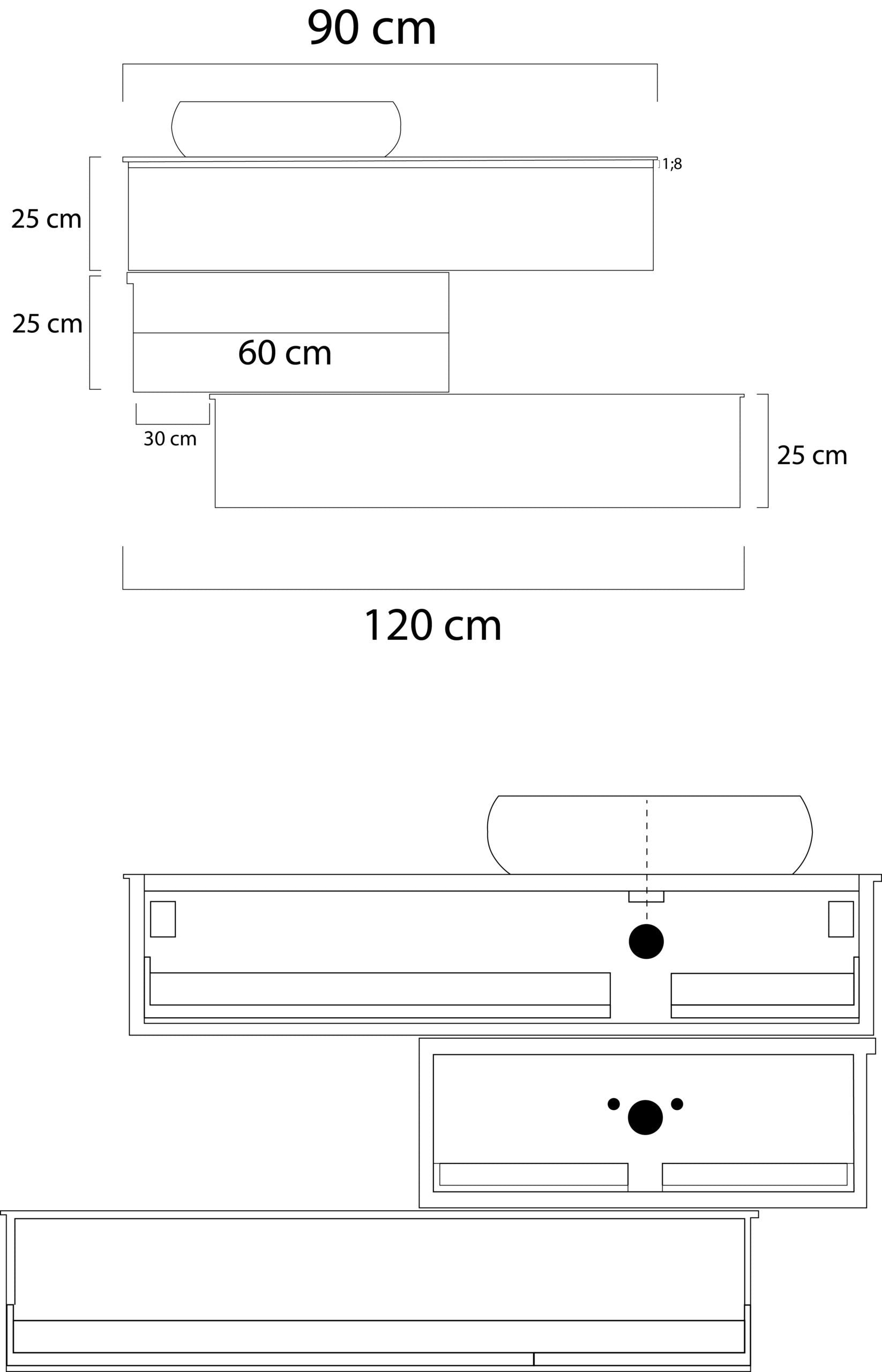 Mobile bagno moderno Fusion Edge - 90 cm