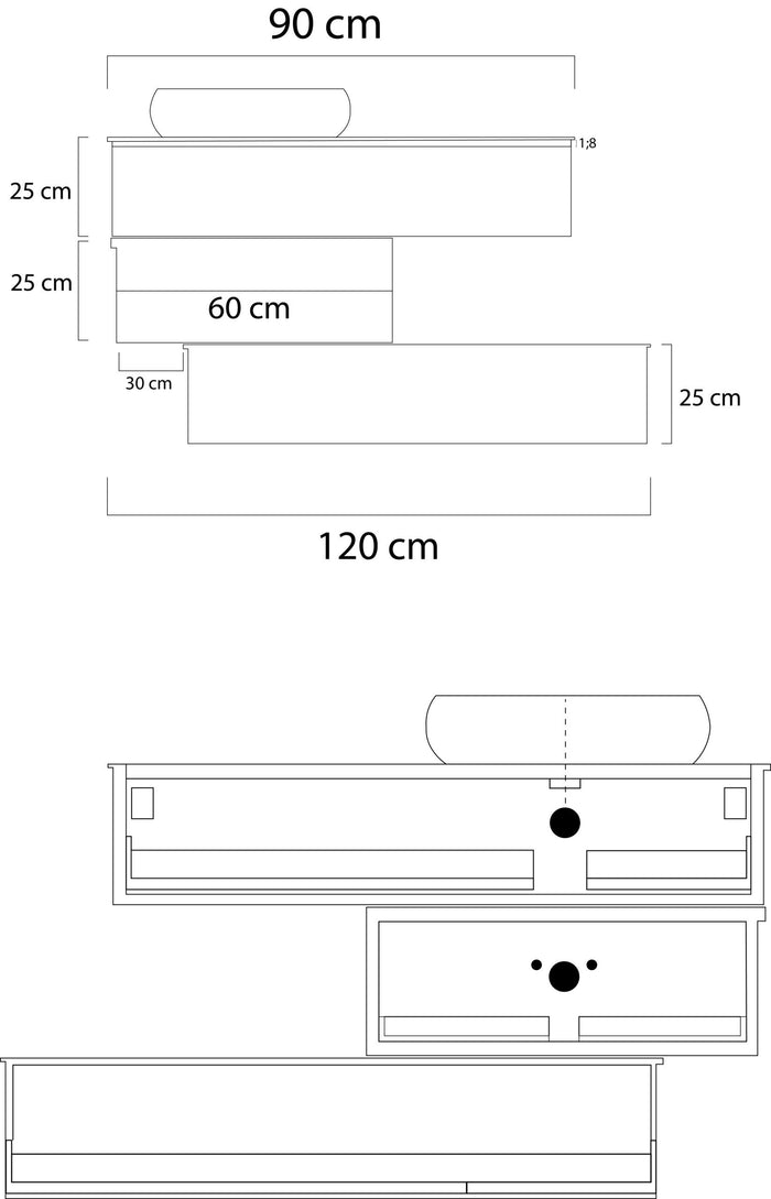 Mobile bagno moderno Fusion Edge - 100 cm