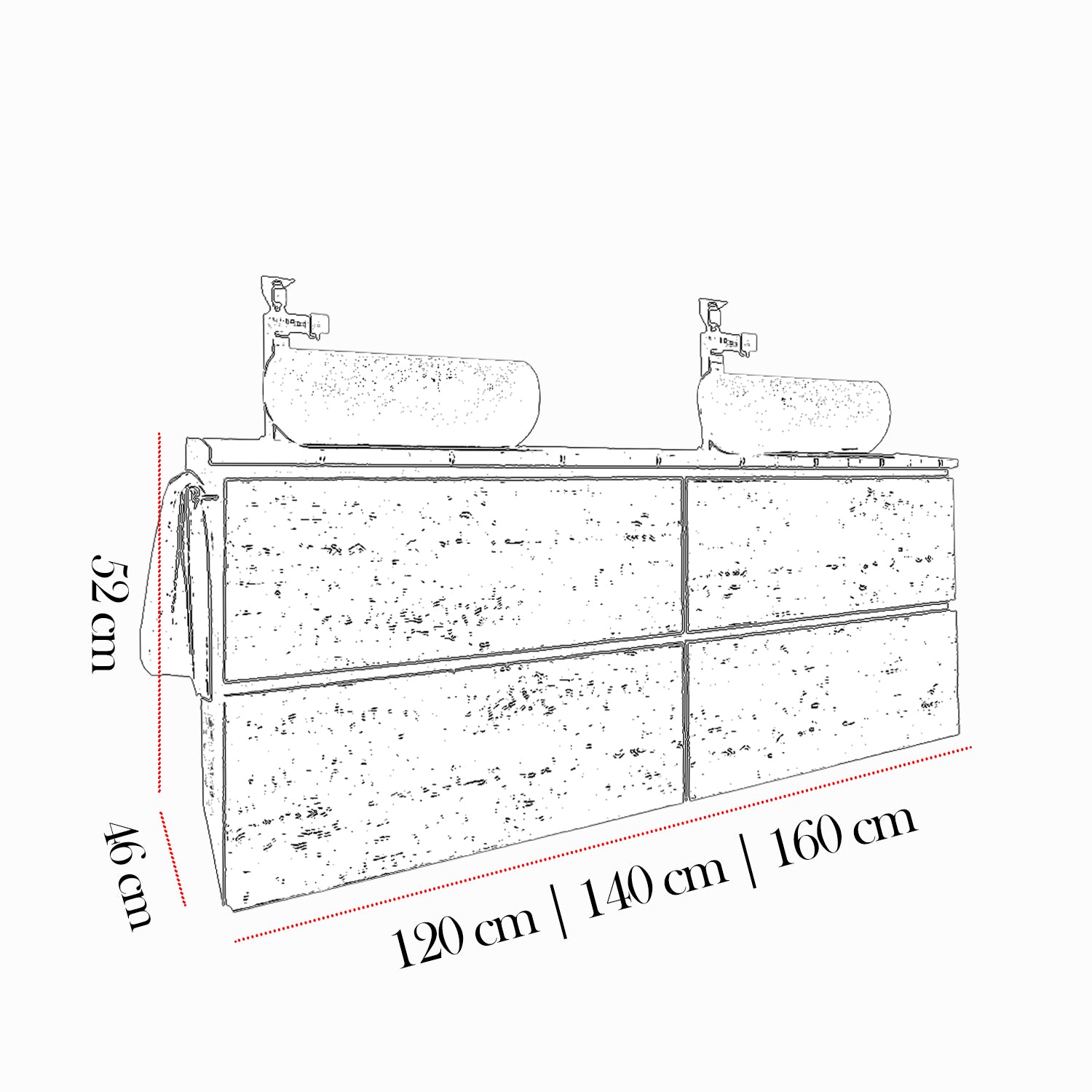 Mobile moderno sospeso doppio lavabo - 160 cm