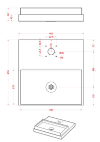 Base con Vaschetta per Fontane con Ghiera Piccola 40x40x5 cm in Cemento Belfer 42/BSE/6 Ruggine