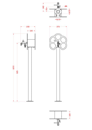 Fontana da Giardino con Rubinetto e Portatubo Integrato Belfer 42/SRF Turchese