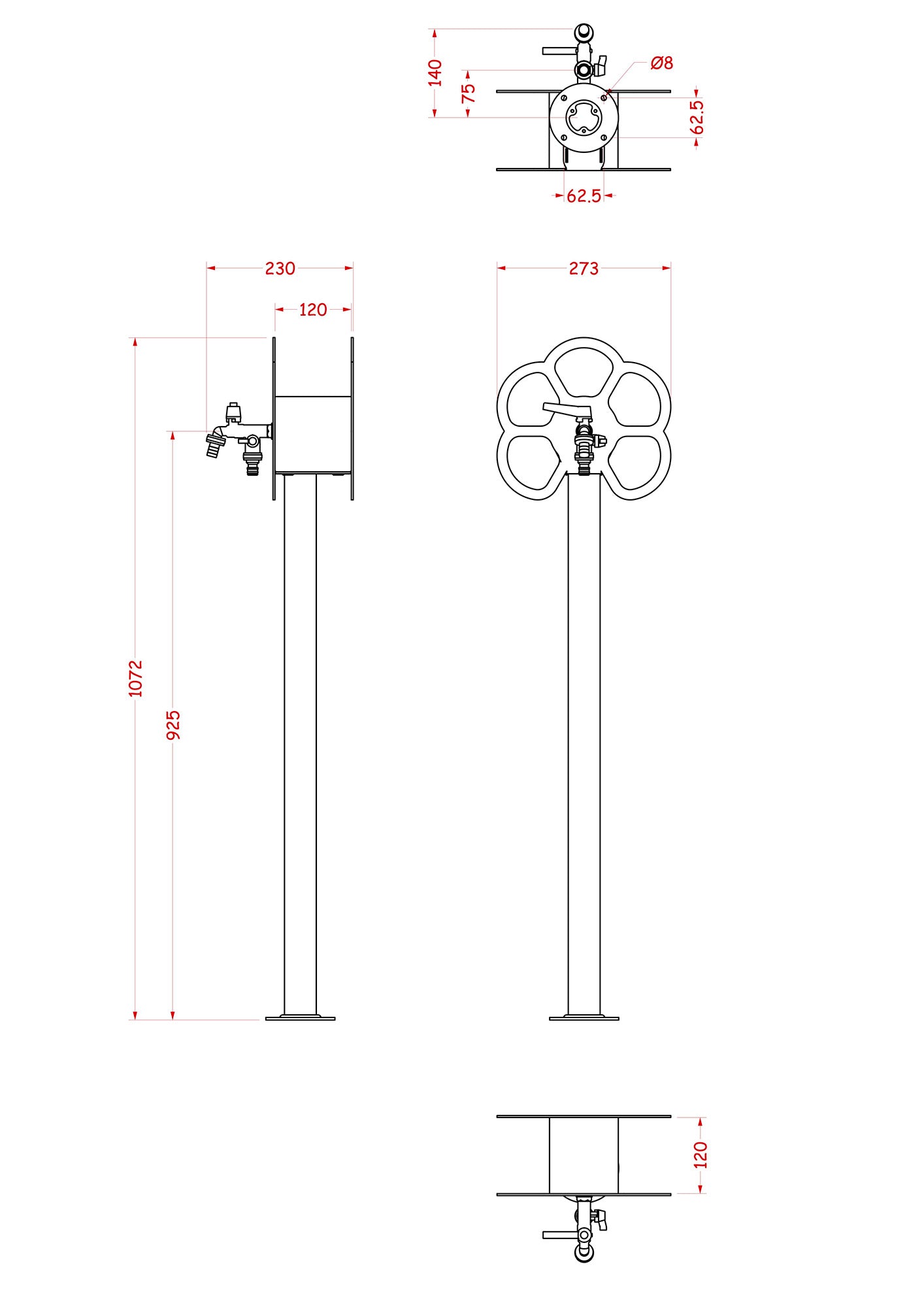 Fontana da Giardino con Rubinetto e Portatubo Integrato Belfer 42/SRF Ciclamino