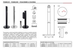 Posacenere da esterno a colonna ancorabile acciaio