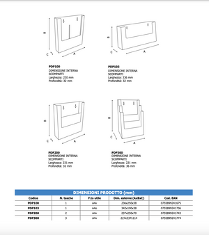 Portadepliant da parete 2 tasche A4 Verticale