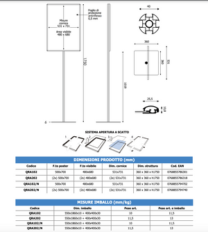 Porta Comunicazioni con cornice 50 x 70 linea Q System NERO