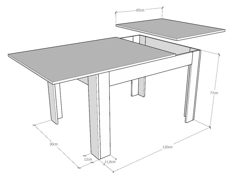 Tavolo Allungabile 120-180x90x77 cm Bibi Mix Quercia