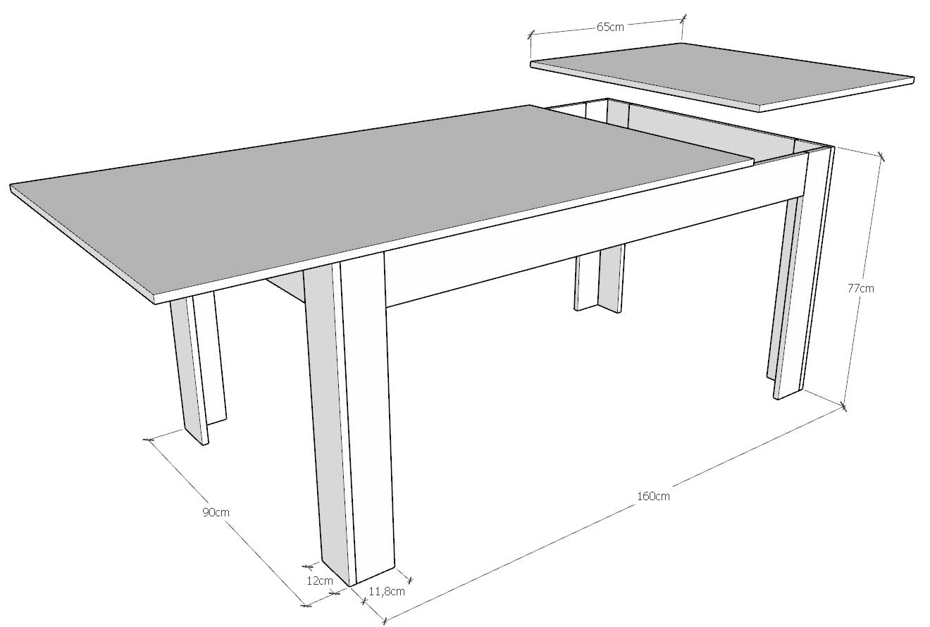 Tavolo Allungabile 160-220x90x77 cm Bibi Mix Bianco Frassino