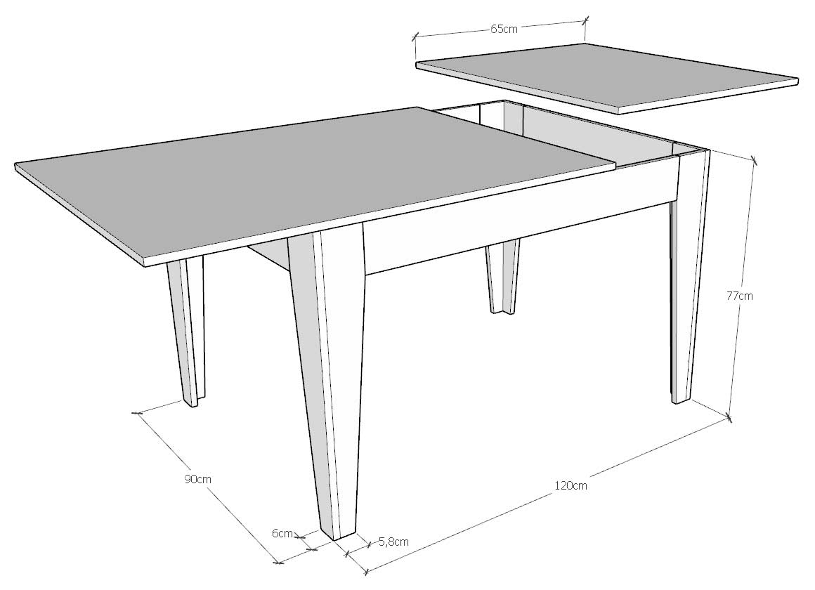 Tavolo Allungabile 120-180x90x77 cm Cico Mix Noce