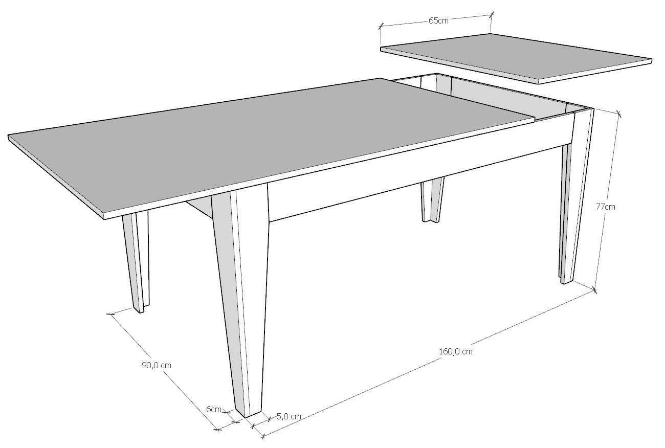 Tavolo Allungabile 160-220x90x77 cm Cico Mix Quercia