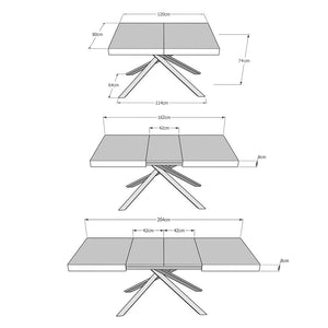 Tavolo allungabile 80x120/204 cm Karida quercia natura gambe bianche