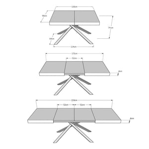 Tavolo allungabile 90x120/224 cm Karida noce gambe bianche