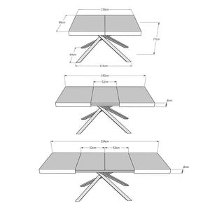 Tavolo allungabile 90x130/234 cm Karida noce gambe bianche