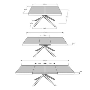 Tavolo allungabile 90x140/244 cm Karida cashmere gambe antracite