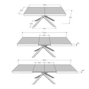 Tavolo allungabile 90x180/284 cm Karida bianco frassino gambe bianche